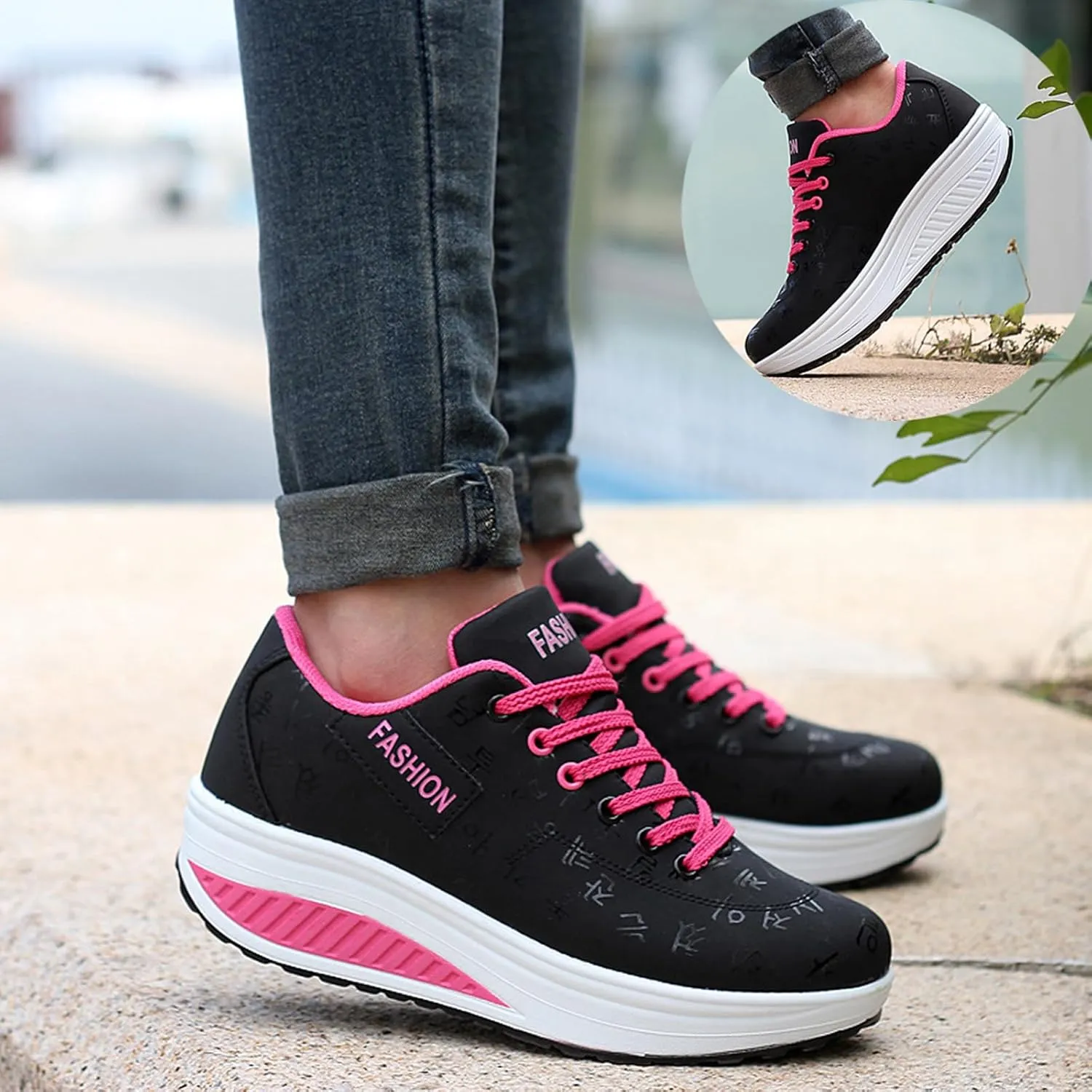Women's Casual Fashion Breathable Platform Wedge Orthopaedic Sneakers, Women's Platform Height Increasing Sneakers, Platform Sneakers for Women Walking All Day, Anti-Slip