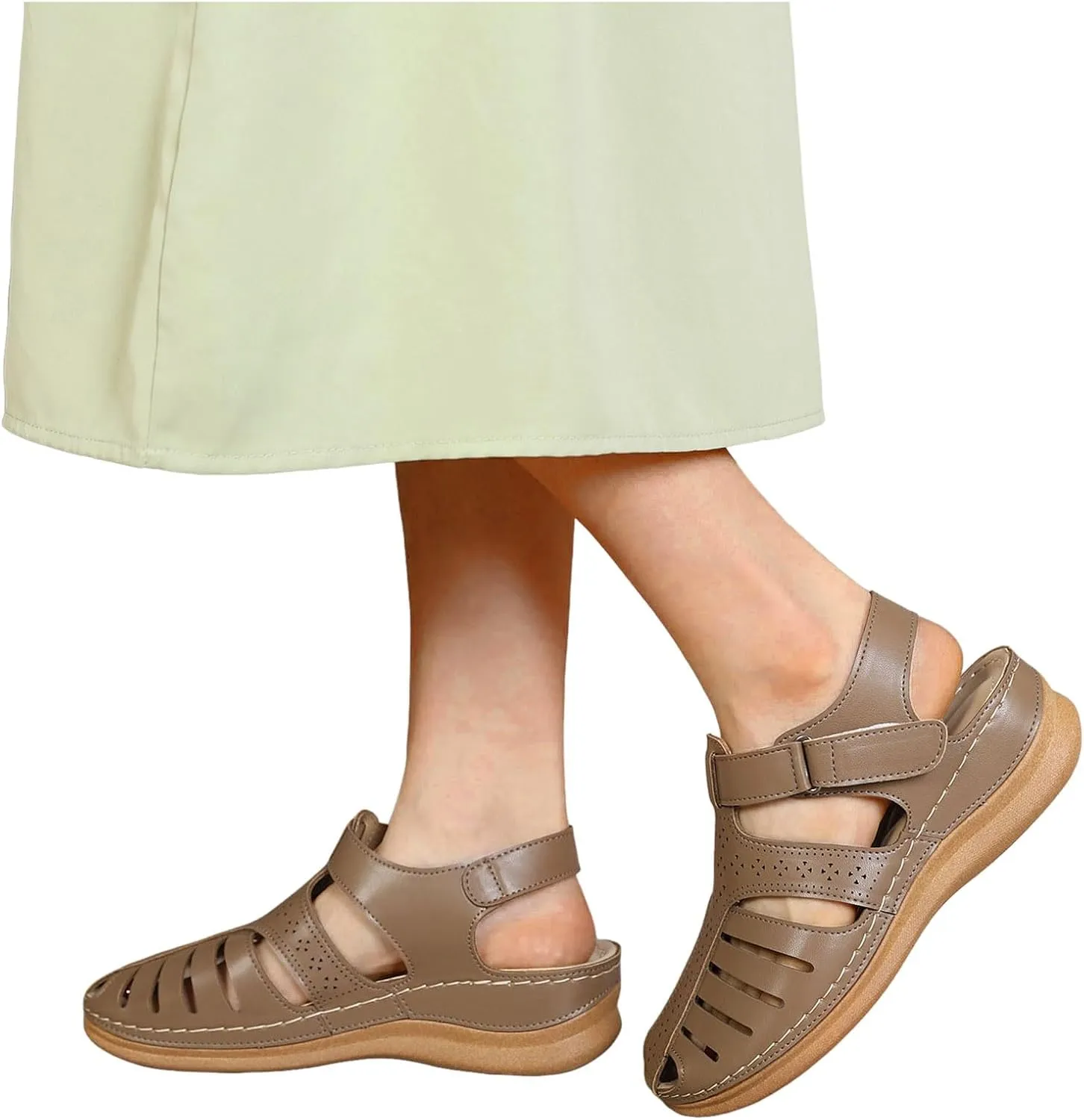 Womens Closed Toe Sandals Orthopedic Sandals with Arch Support Flip Flops for Women Comfortable Walking Sandals Cushion Footbed Platform Sandals Dressy Summer Slip on Sandals Casual Leather Sandals