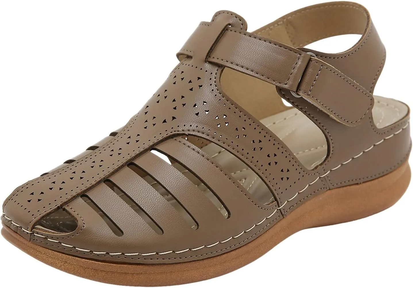 Womens Closed Toe Sandals Orthopedic Sandals with Arch Support Flip Flops for Women Comfortable Walking Sandals Cushion Footbed Platform Sandals Dressy Summer Slip on Sandals Casual Leather Sandals
