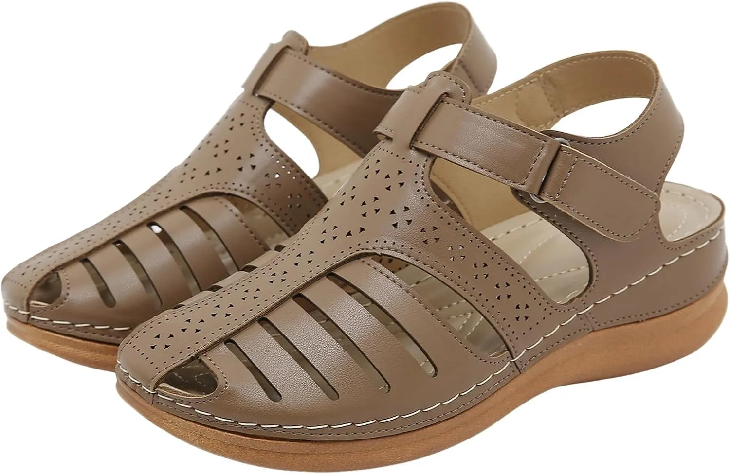 Womens Closed Toe Sandals Orthopedic Sandals with Arch Support Flip Flops for Women Comfortable Walking Sandals Cushion Footbed Platform Sandals Dressy Summer Slip on Sandals Casual Leather Sandals