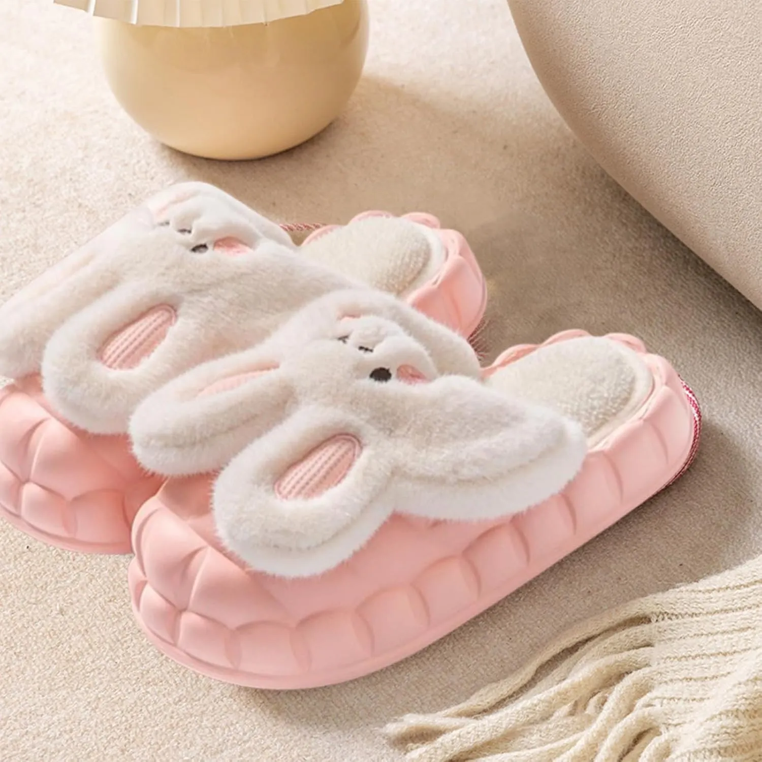 Womens Cute Bunny Animal Slippers Fluffy 3d Rabbit Indoor Outdoor House Slipper Shoes Comfortable Soft Home Slippers