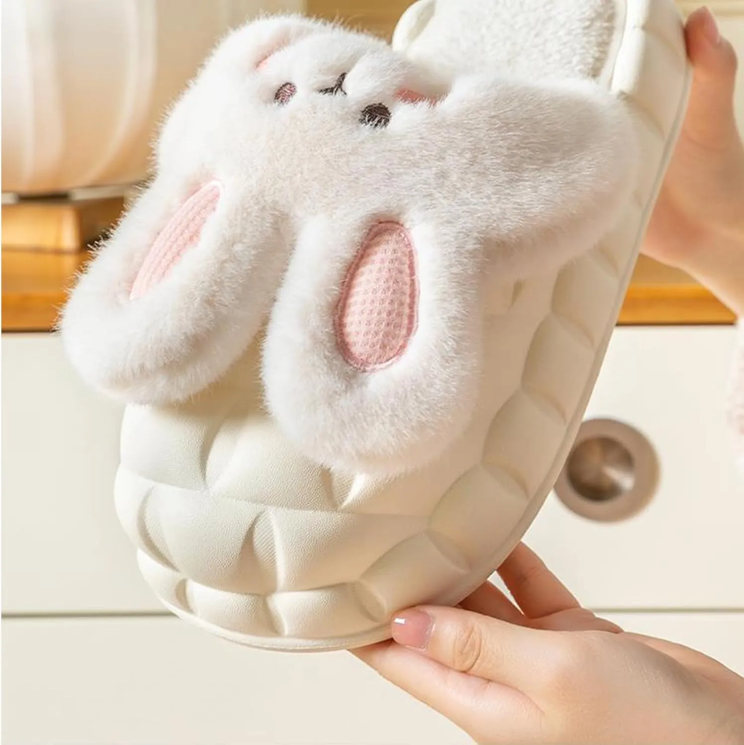 Womens Cute Bunny Animal Slippers Fluffy 3d Rabbit Indoor Outdoor House Slipper Shoes Comfortable Soft Home Slippers