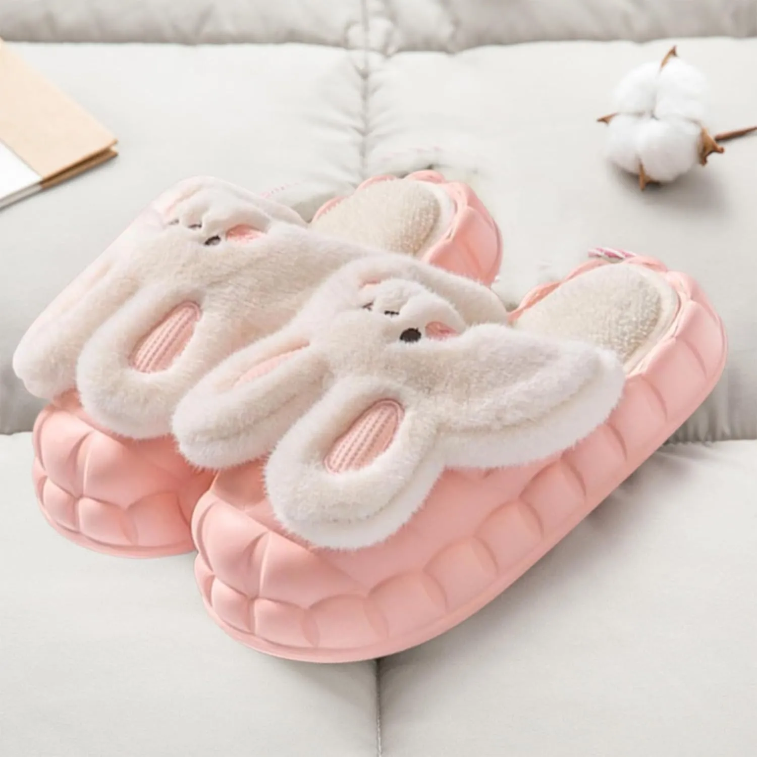 Womens Cute Bunny Animal Slippers Fluffy 3d Rabbit Indoor Outdoor House Slipper Shoes Comfortable Soft Home Slippers