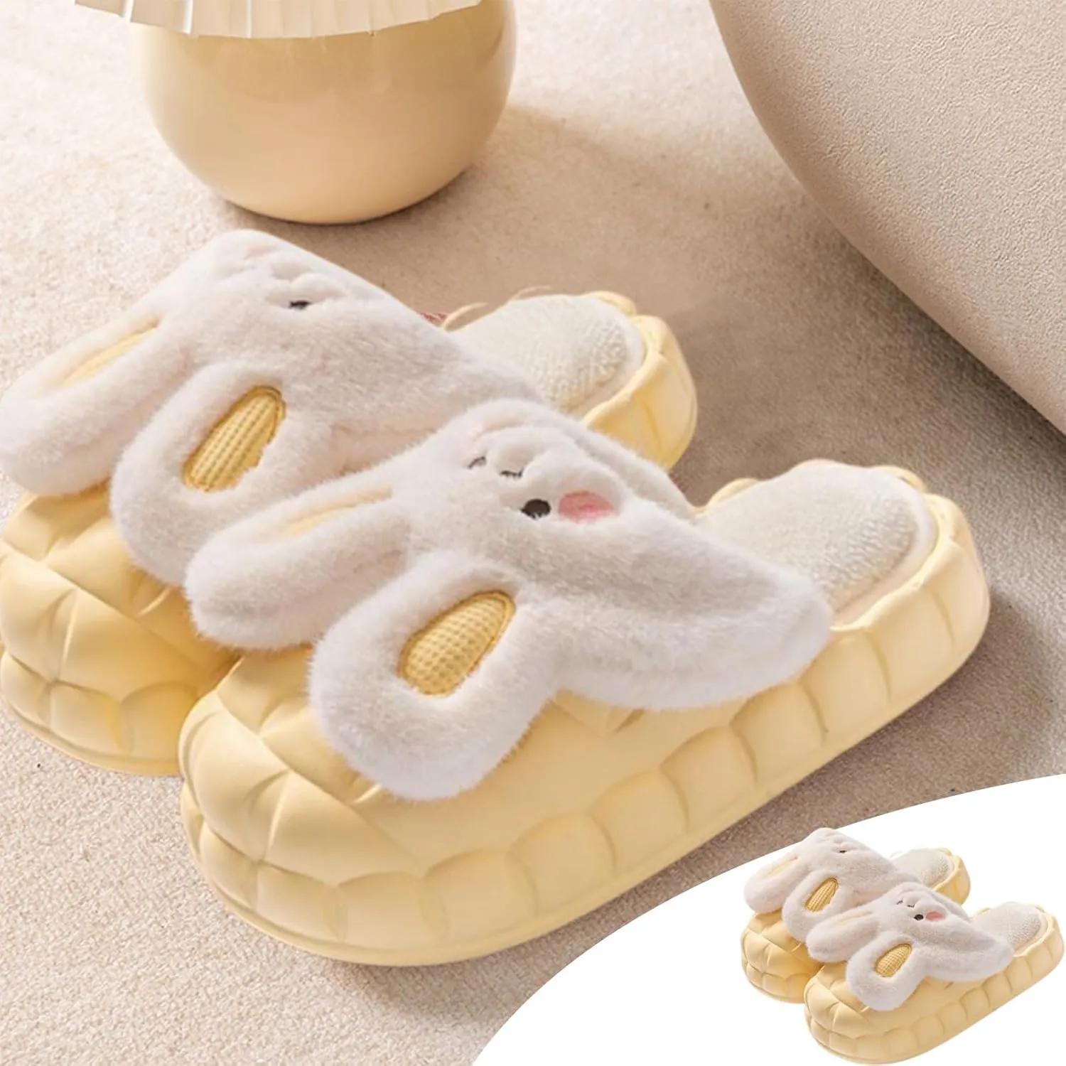 Womens Cute Bunny Animal Slippers Fluffy 3d Rabbit Indoor Outdoor House Slipper Shoes Comfortable Soft Home Slippers
