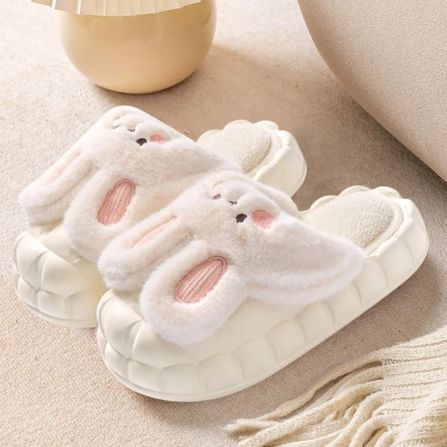 Womens Cute Bunny Animal Slippers Fluffy 3d Rabbit Indoor Outdoor House Slipper Shoes Comfortable Soft Home Slippers