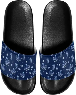 Women's Flat Sandals Comfortable Slip On Leather Slide Sandals, Women's Slide Sandals Size 6-13.5
