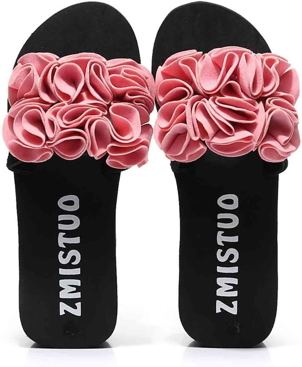 Womens Flat Sandals Comfortable Slip on Shoes Lightweight Summer Womens Flat Beach Shoes