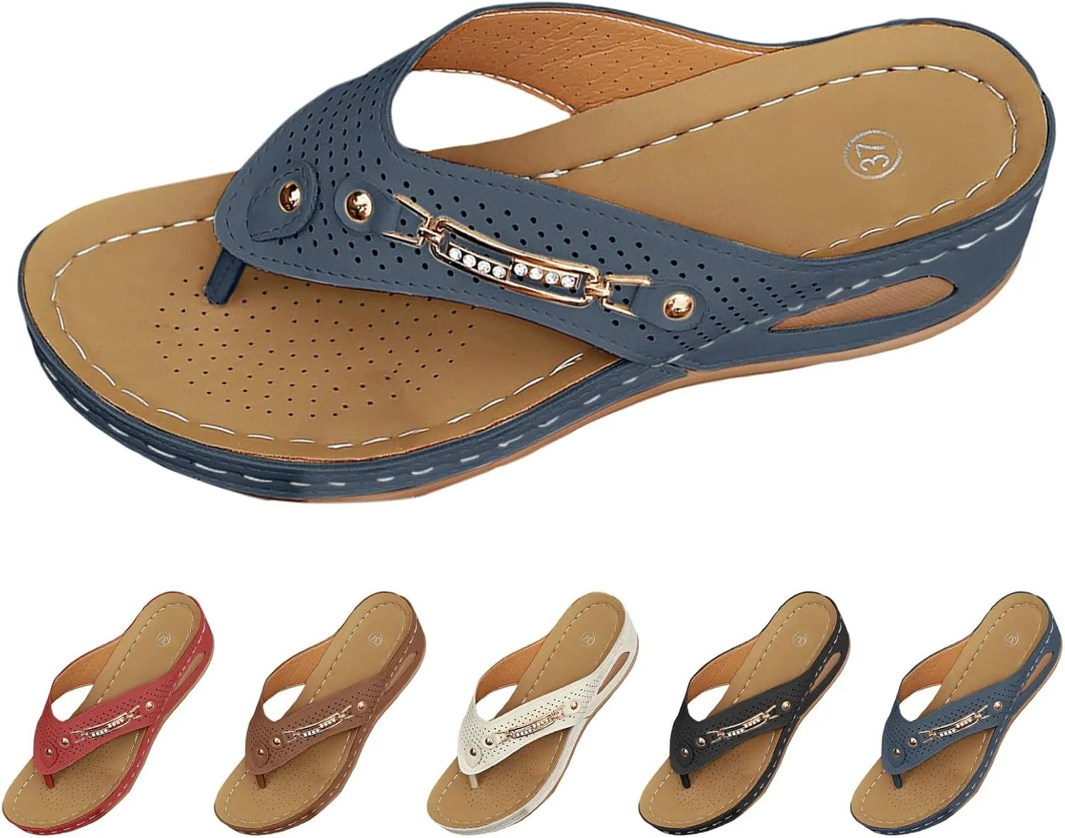 Women's Flat Sandals Orthopedic Sandals for Women, Women's Wide Width Flat Sandals with Arch Support Flip Flops
