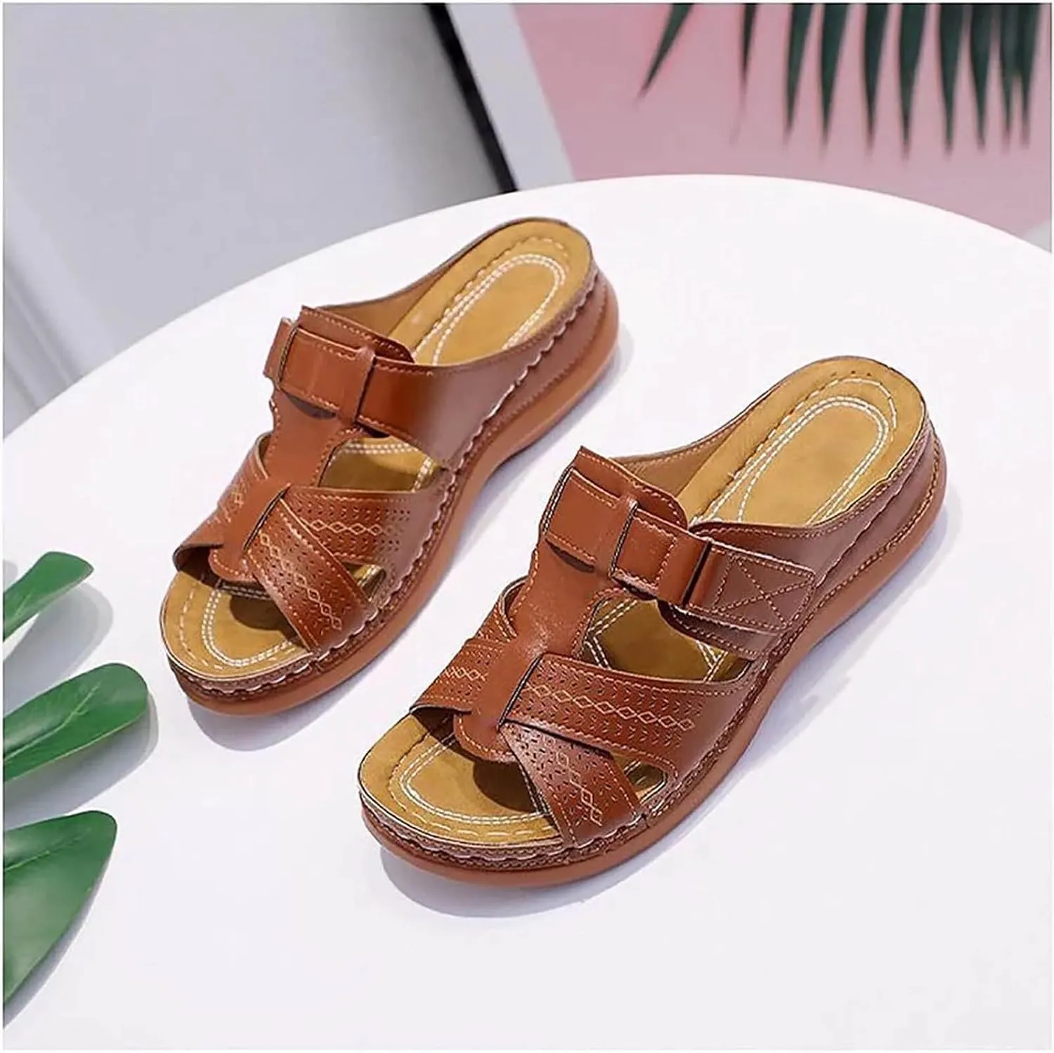 Women's Flat Sandals Womens Flat Sandals Slip on Summer Beach Sandal for Women Flip Flops Arch Support