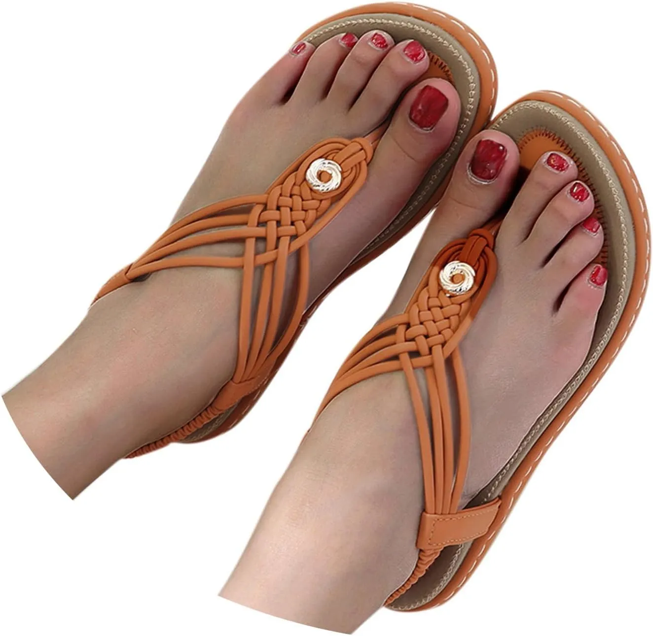 Women'S Flip Flops Summer Sandals For Women 2025 Comfortable Water Shoes Strappy Cute Crusie Flat Sandals