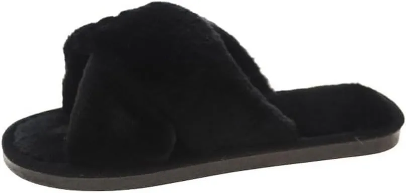 Womens Fuzzy Slippers Memory Foam Slippers Cozy Plush Home Slippers Open Toe House Shoes Indoor Outdoor Slide Slipper Home Shoes Indoor Slippers