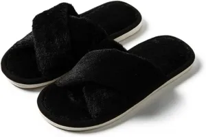 Womens Fuzzy Slippers Memory Foam Slippers Cozy Plush Home Slippers Open Toe House Shoes Indoor Outdoor Slide Slipper Home Shoes Indoor Slippers