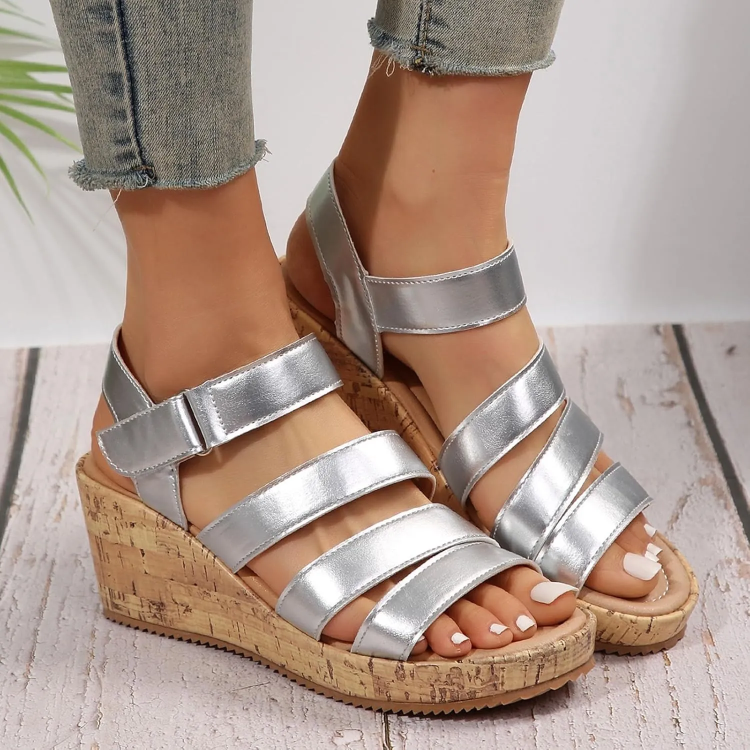 Women's Gladiator Wedge Sandal Platform Dressy Orthopedic Comfortable Open Toe Walking Flat Sandals