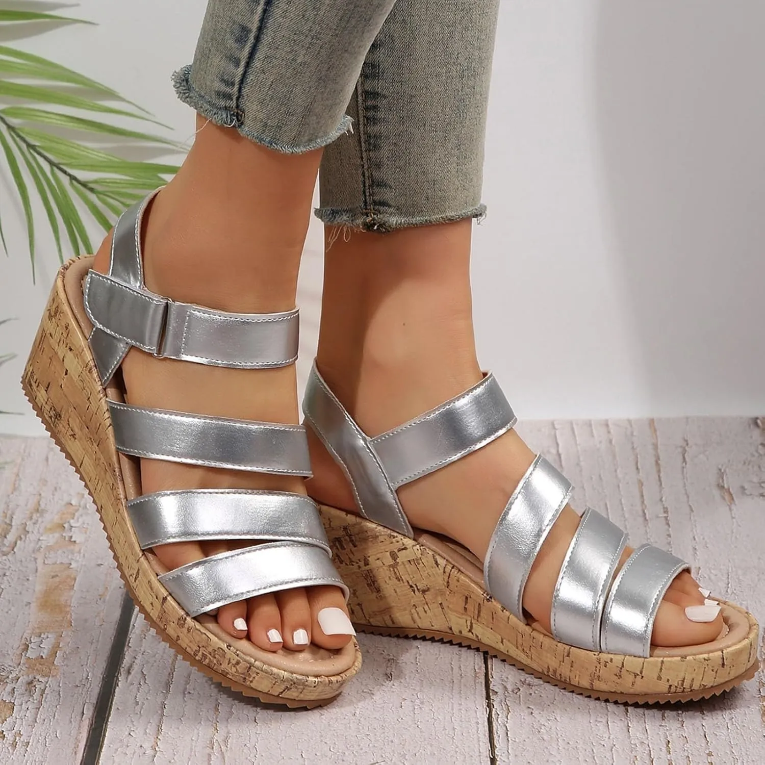 Women's Gladiator Wedge Sandal Platform Dressy Orthopedic Comfortable Open Toe Walking Flat Sandals