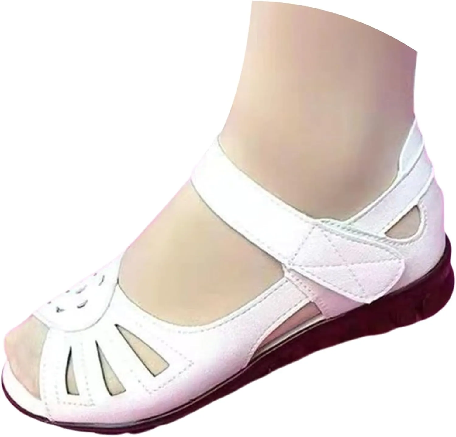 Women's Leather Sandals Comfortable Dressy Orthopedic Shoes Summer Slip On Walking Wedges Sandals Vintage Open Toe Beach Shoes