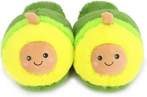 Womens Novelty Slippers Cartoon Avocado Plush Slippers Warm Winter Slippers Bedroom Slippers 4-8