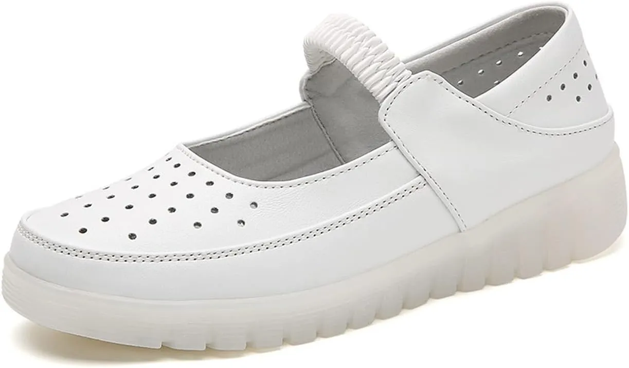 Women's Nursing Shoes, Summer Hollowed Out Work Shoes Lightweight Comfortable Waterproof Non-Slip Orthopedic Nursing Shoes with Soft Sole