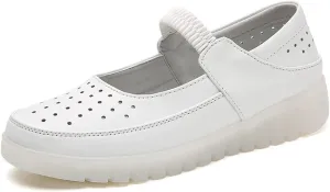 Women's Nursing Shoes, Summer Hollowed Out Work Shoes Lightweight Comfortable Waterproof Non-Slip Orthopedic Nursing Shoes with Soft Sole