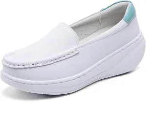 Women's Orthopedic Air Cushion Shoes, Women Height Increase Breathable Slip-On Work Leather Nurse Shoes, Slip Resistant Cushion Orthopedic Nursing Shoes, for Hospital Nurse Doctors