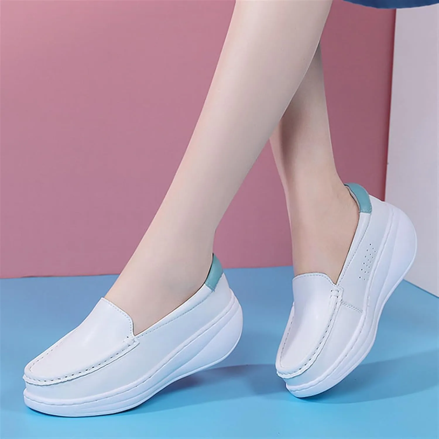 Women's Orthopedic Air Cushion Shoes, Women Height Increase Breathable Slip-On Work Leather Nurse Shoes, Slip Resistant Cushion Orthopedic Nursing Shoes, for Hospital Nurse Doctors