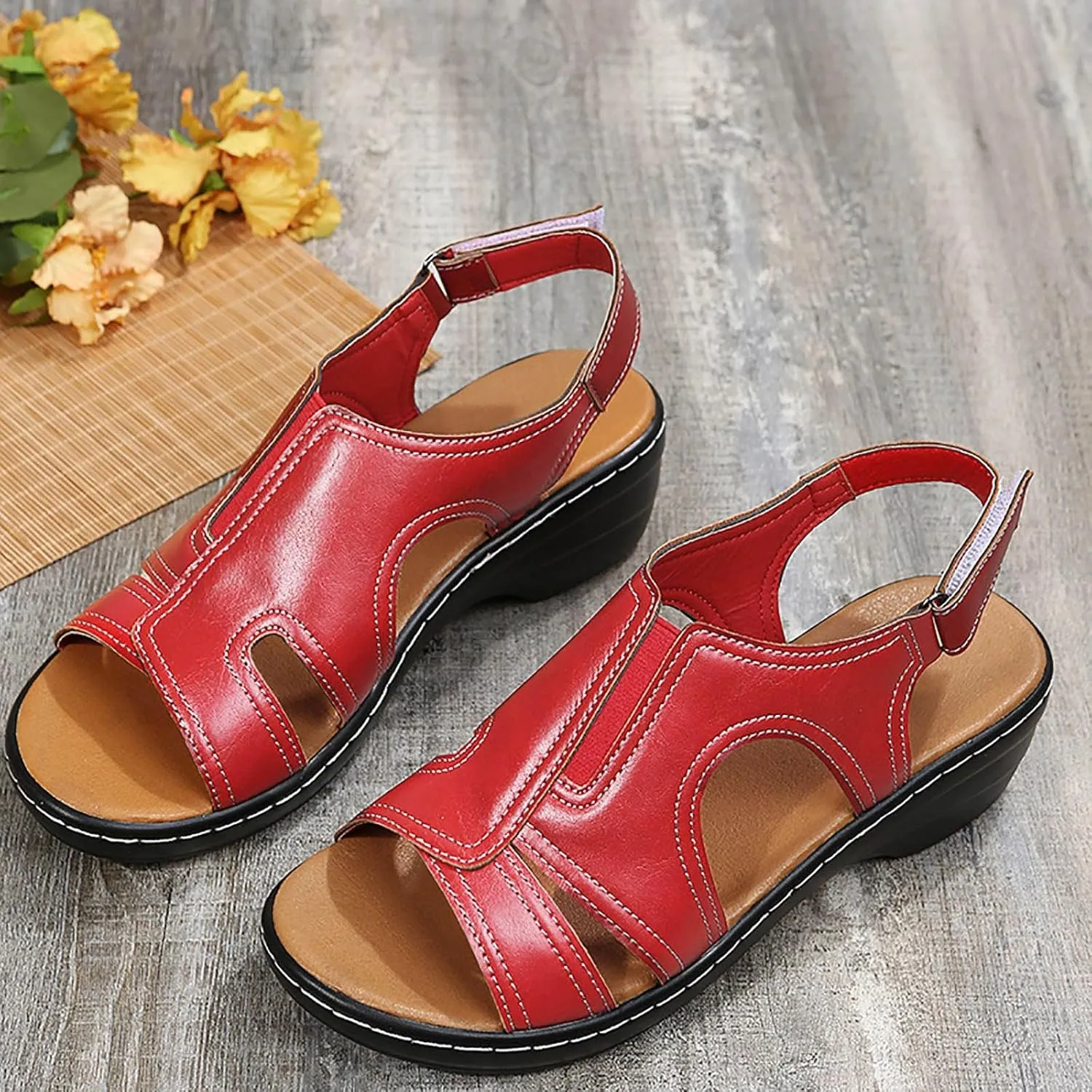 Women's Orthopedic Arch Support Sandals Comfort Walking Beach Flat Sandals Dressy Summer Comfortable Wedge Sandals Shoes