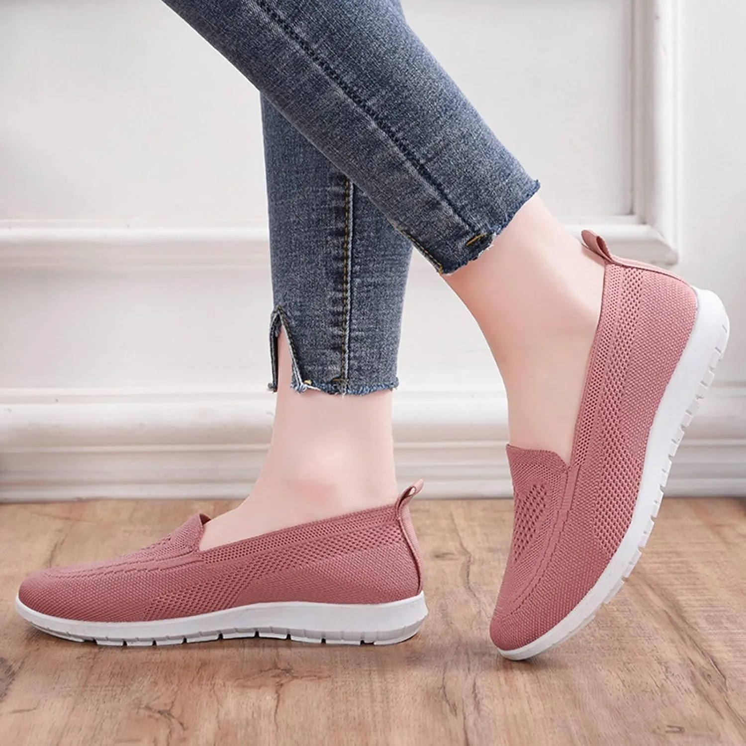 Women's Orthopedic Mesh Breathable Walking Shoes with Arch Support, Summer Casual Sneakers Soft Cushion Flats Shoes