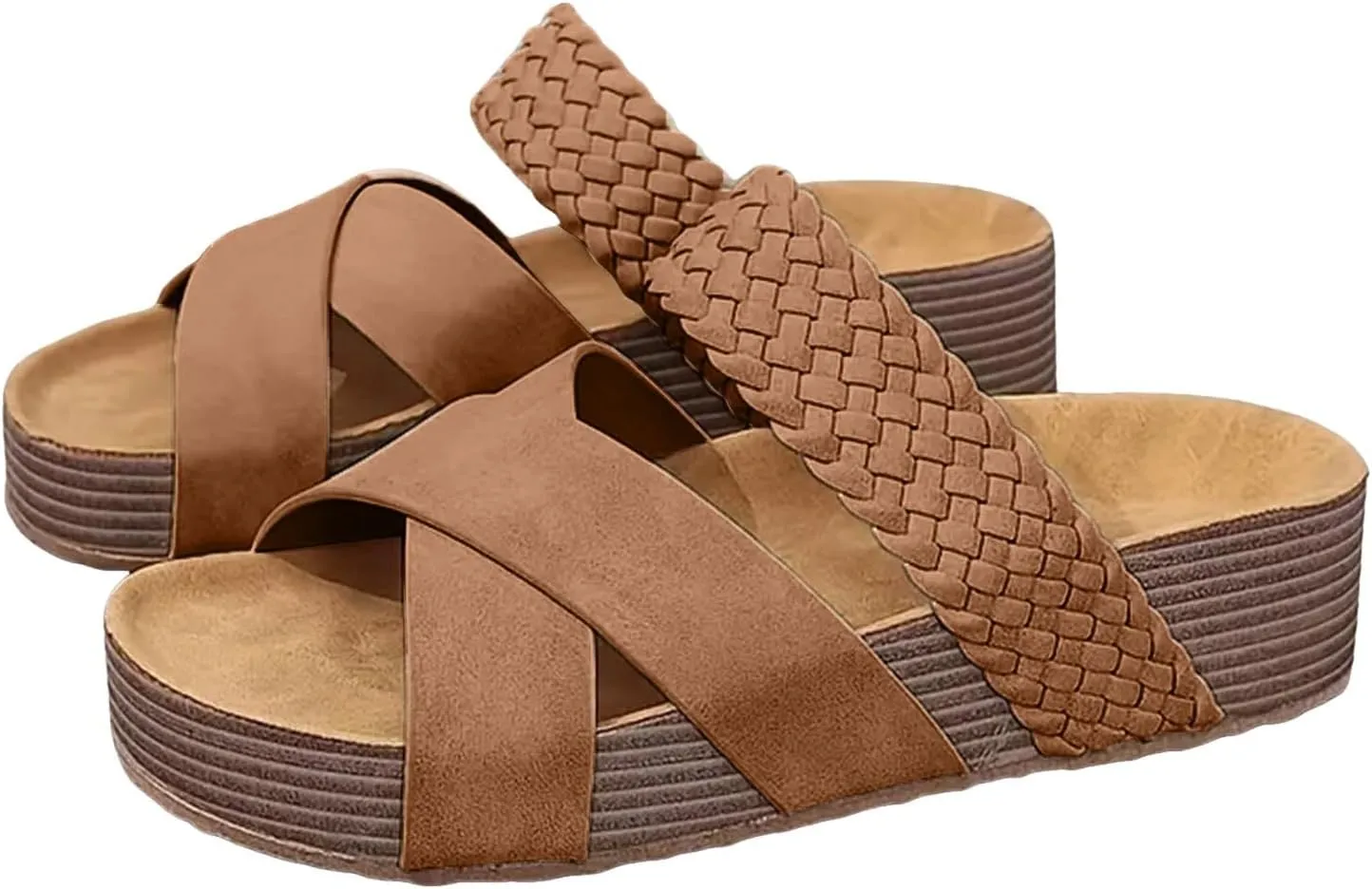 Women's Orthopedic Platform Wedge Sandals with Arch Support Thick Sole Hollow Walking Outdoor Casual Slippers Summer Fashionable Comfortable Slip On Dressy Sandals