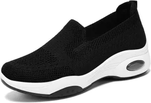 Womens Orthopedic Sneakers Air Cushion Slip On Sneakers Mesh Comfortable Athletic Running Walking Shoes with Arch Support Lightweight Low Top Diabetes Shoes Casual All-Day Comfort Wide Width Loafers