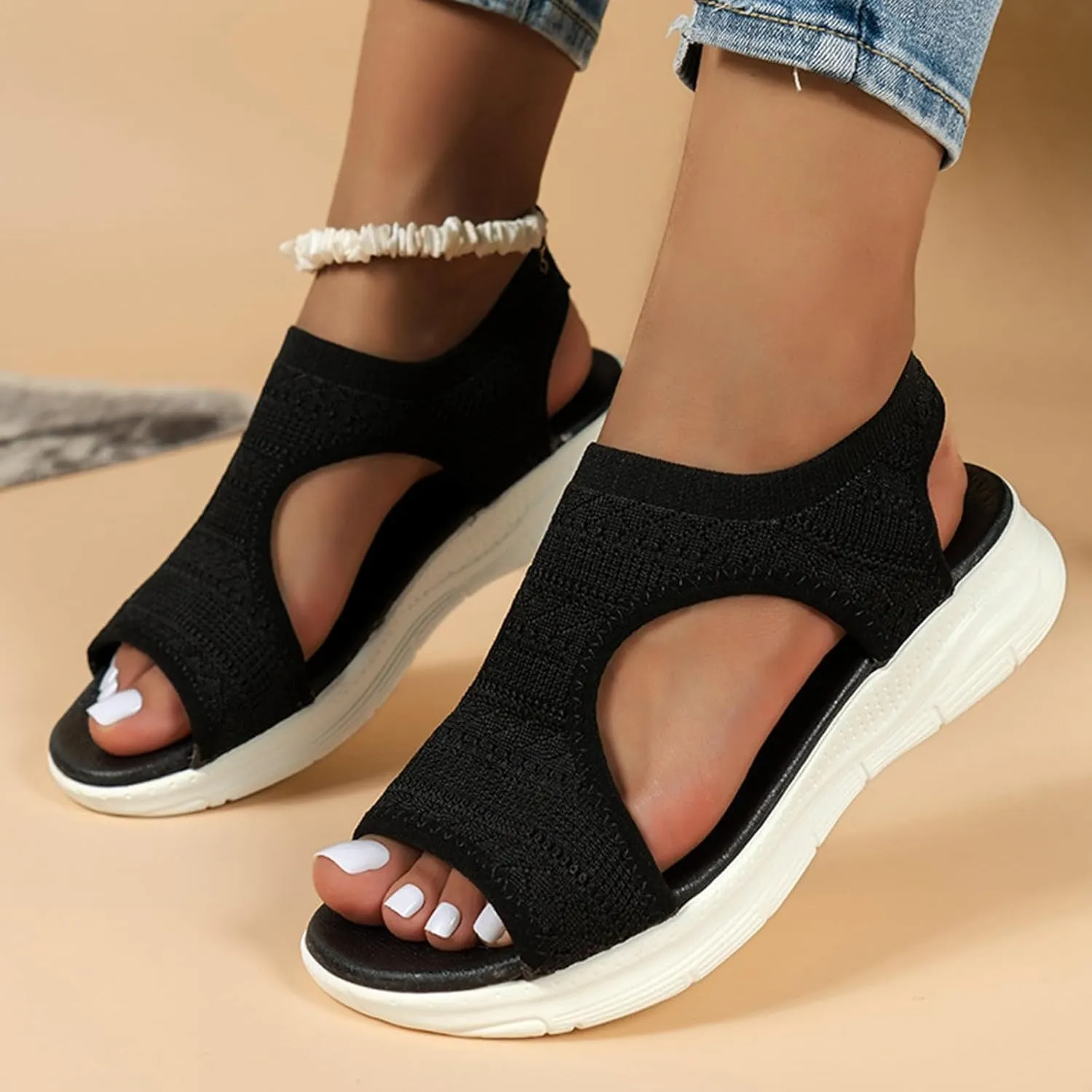 Women's Orthopedic Walking Sandals Dressy Woven Mat Sandals for Women Breathable Comfortable Shoes Arch Support Wide Fit Sport Sandals Athletic Hiking Outdoor Soft Sole Sandals