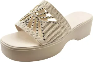 Womens Platform Slide Sandal Open Toe Slide On Comfortable Cute Flat Wedges Shoes Dressy Summer Fashion Outdoor Beach Sandals