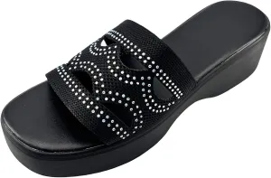 Womens Platform Slide Sandal Open Toe Slide On Comfortable Cute Flat Wedges Shoes Dressy Summer Fashion Outdoor Beach Sandals