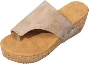 Womens Platform Wedge Flip Flops 2025 Summer Fashionable Casual Open Toe Leather Chunky Slip on Chunky Non Slip Flip Flops Slip On Beach Vacation Travel Working Shoes