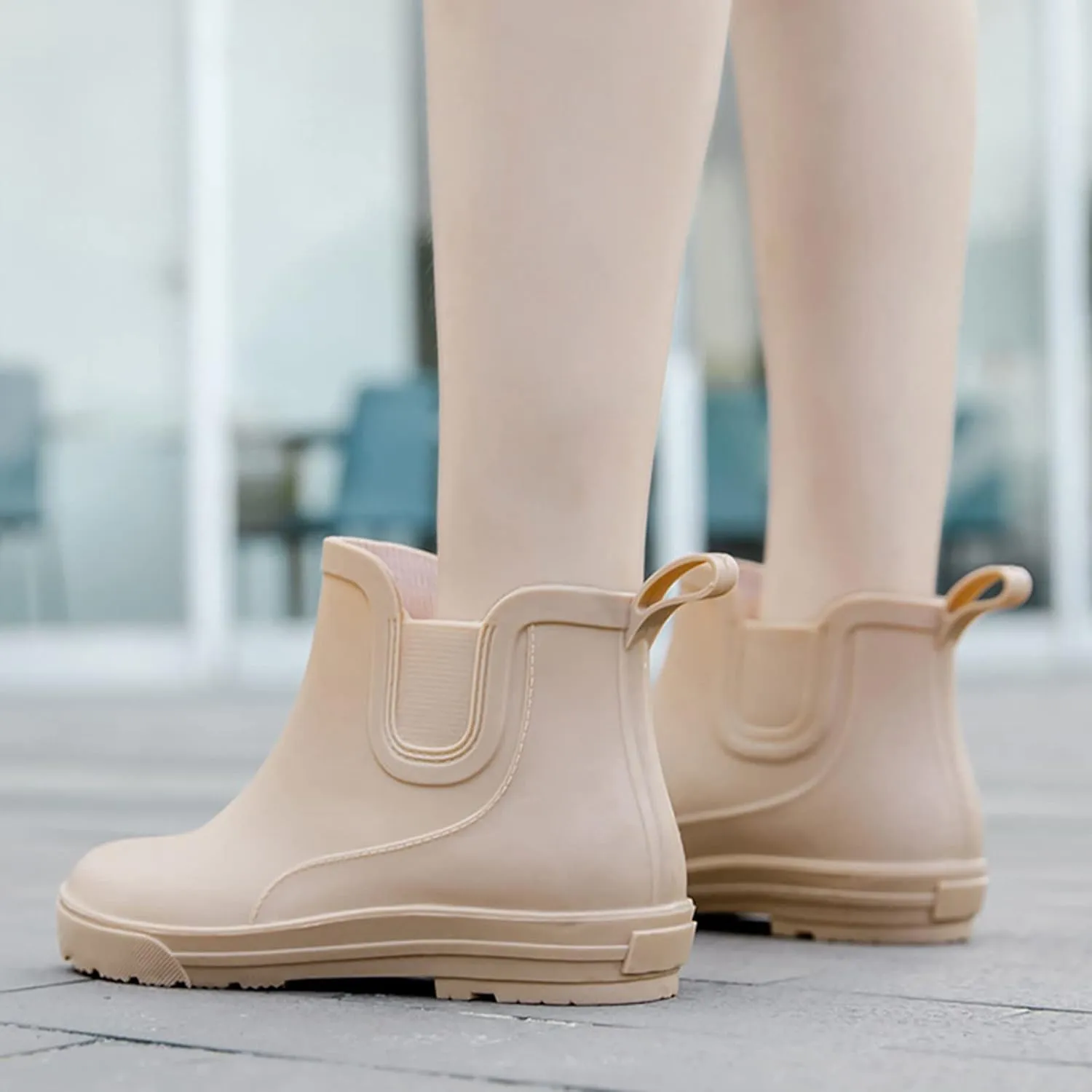 Womens Rain Boots Waterproof Ankle Rain Boots Slip On Barefoot Shoes Rubber Fishing Womens Boots Garden Boots
