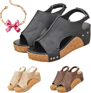 Women's retro wedge sandals, Wedge Sandals for Women, Womens Comfy Wedge Sandals, Wide Width Wedge Sandals for Women Dressy Summer