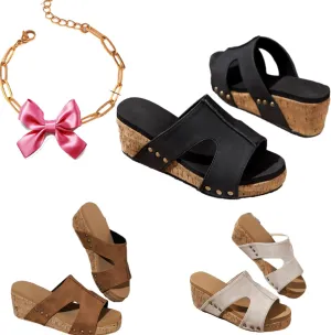 Women's retro wedge sandals, Wedge Sandals for Women, Womens Comfy Wedge Sandals, Wide Width Wedge Sandals for Women Dressy Summer
