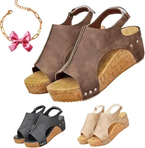 Women's retro wedge sandals, Wedge Sandals for Women, Womens Comfy Wedge Sandals, Wide Width Wedge Sandals for Women Dressy Summer