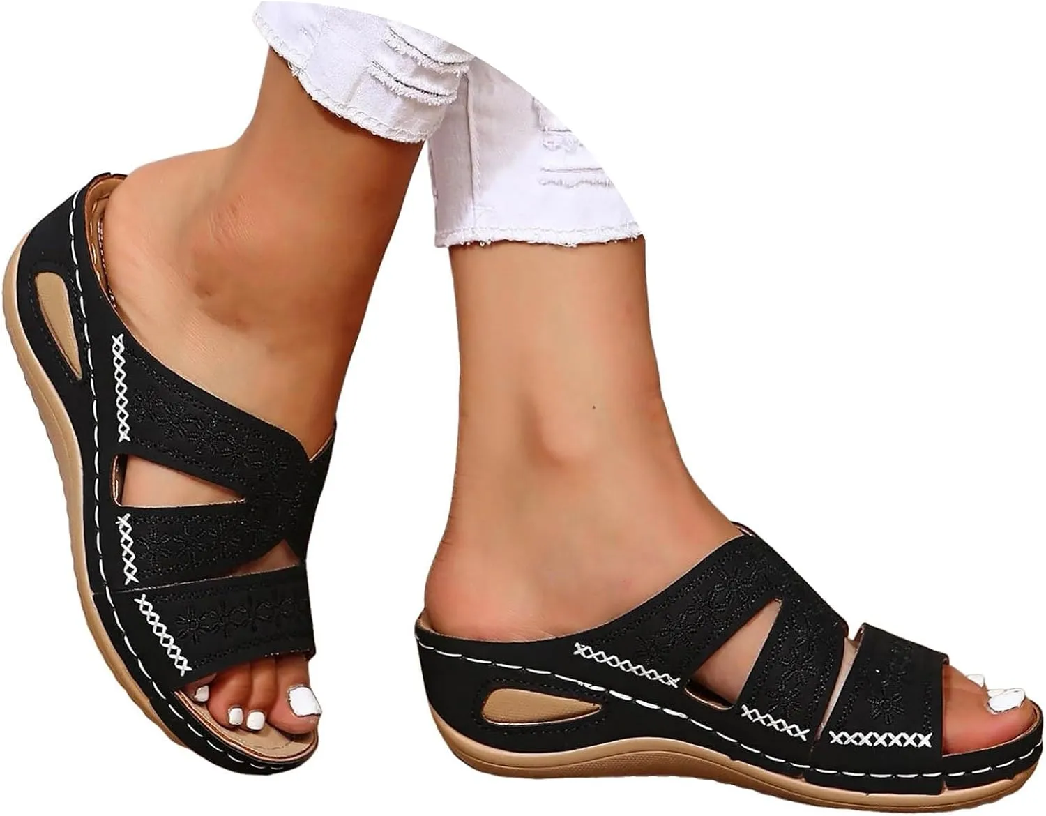 Women's Sandals 2024, Summer Wedge Yoga Mat Walking Orthopedic Sandals with Plantar Fasciitis Arch Support Sandals