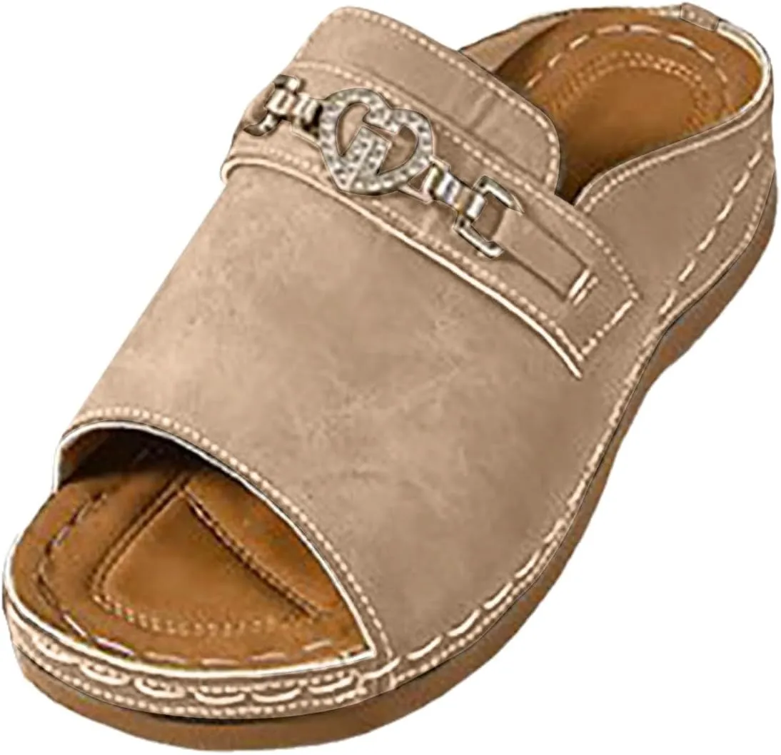 Womens Sandals Arch Support Sandals Comfortable Open Toe Slippers Summer Flat Shoes for Beach Walking