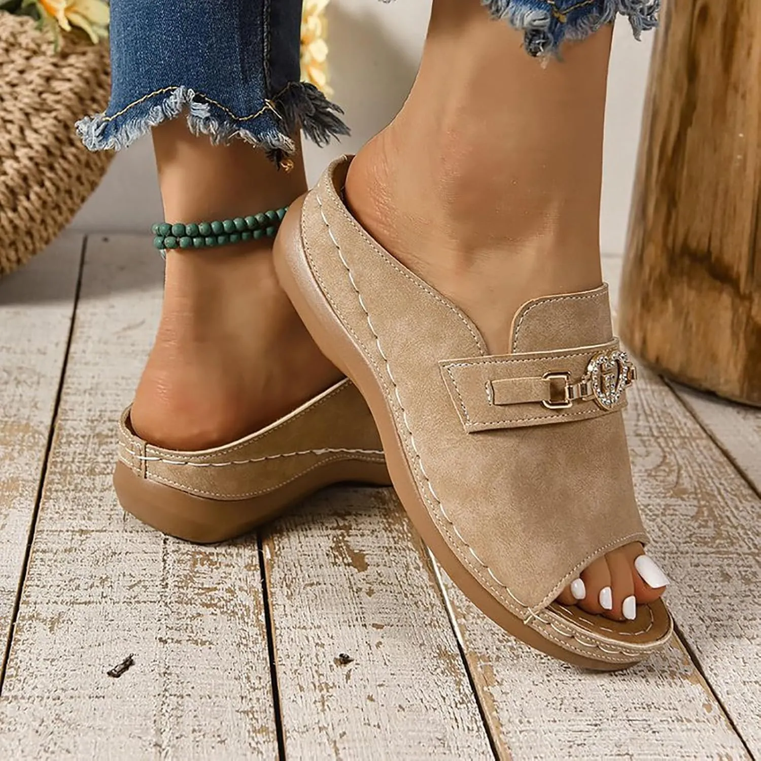 Womens Sandals Arch Support Sandals Comfortable Open Toe Slippers Summer Flat Shoes for Beach Walking