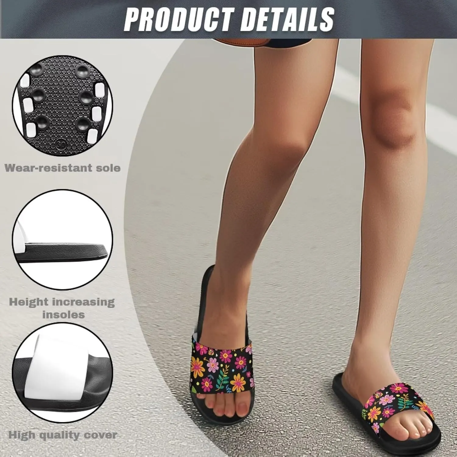 Women's Slide Sandals Casual Beach Pool Sandals Anti Slip Indoor & Outdoor Slide Slippers