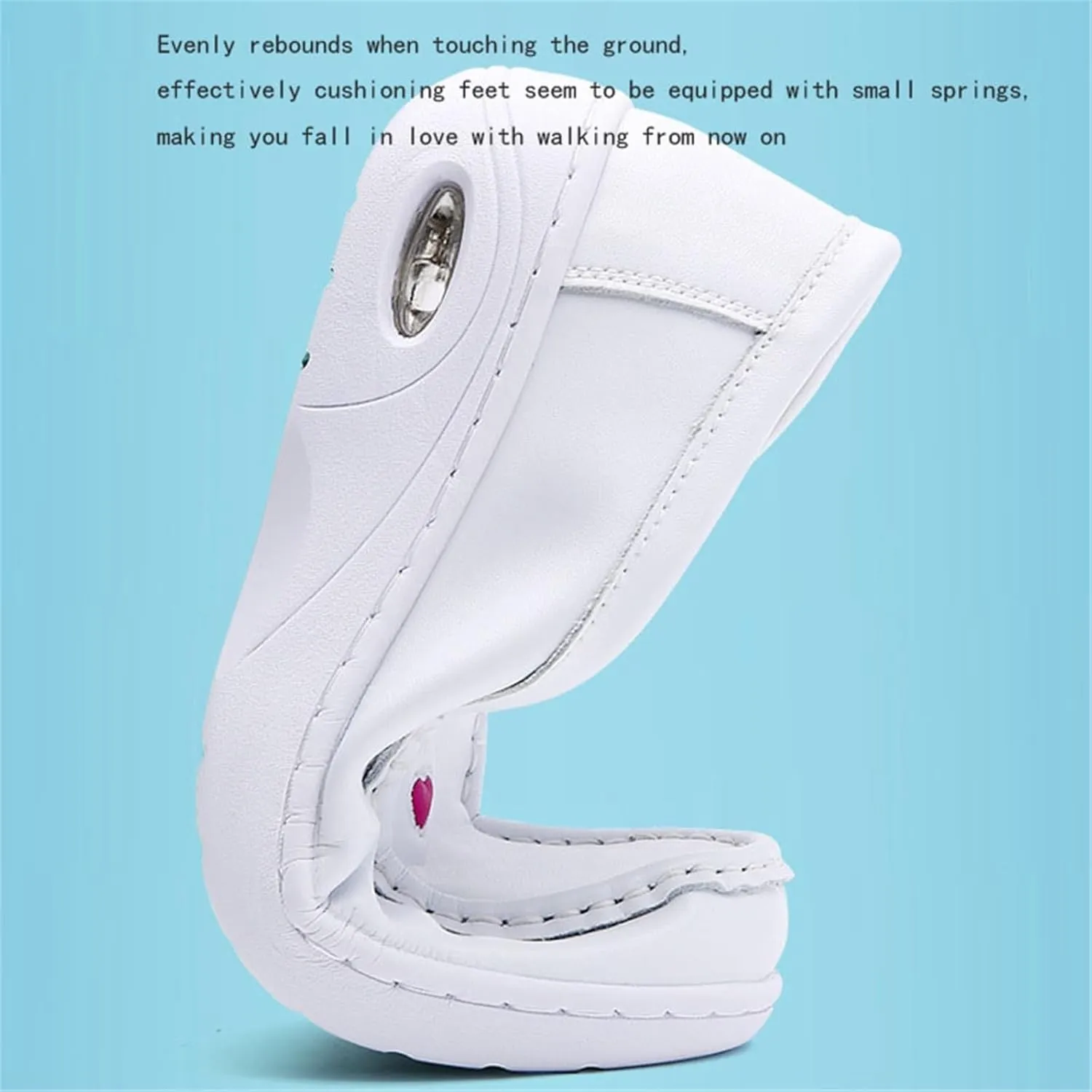 Women's Slip-On Air Cushion Orthopedic Non-Slip Working Nurse Shoes, Casual Leather Comfy Platform Loafers Sneaker, for Hospital Nurse Doctors, Restaurant Wor