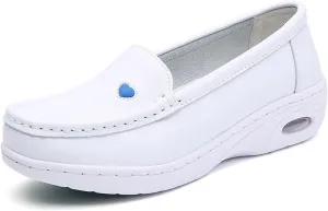 Women's Slip-On Air Cushion Orthopedic Non-Slip Working Nurse Shoes, Casual Leather Comfy Platform Loafers Sneaker, for Hospital Nurse Doctors, Restaurant Wor