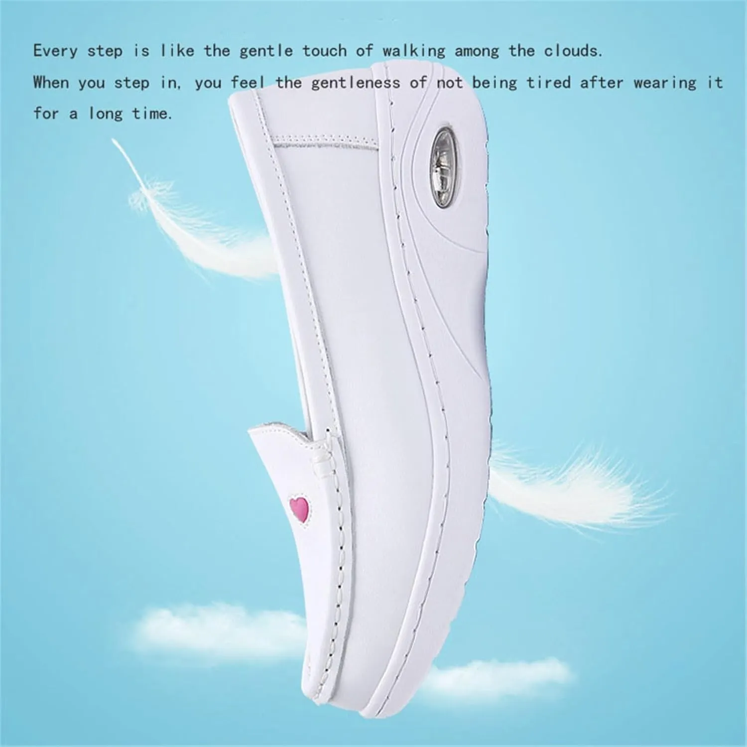 Women's Slip-On Air Cushion Orthopedic Non-Slip Working Nurse Shoes, Casual Leather Comfy Platform Loafers Sneaker, for Hospital Nurse Doctors, Restaurant Wor