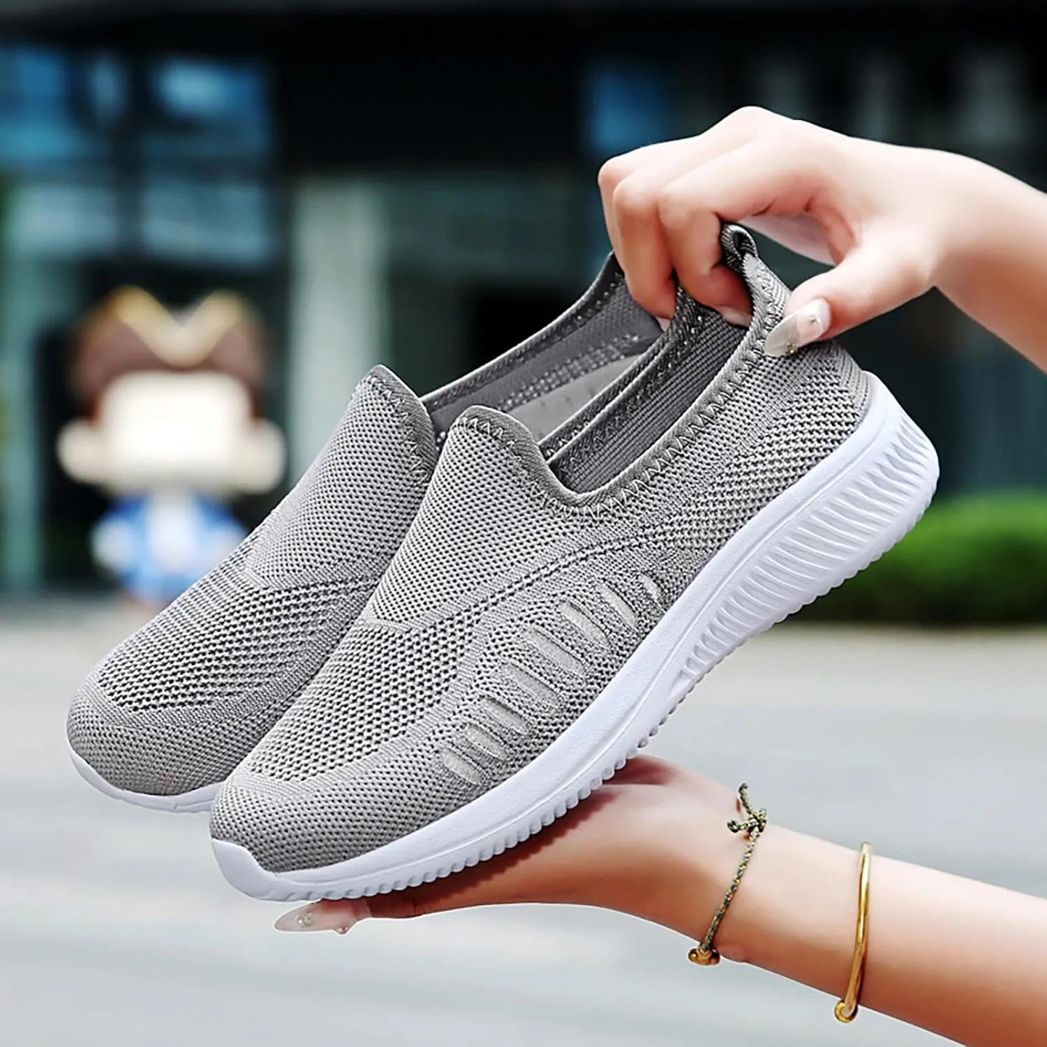 Women's Soft Orthopedic Shoes Breathable Woven Go Walking Slip On Foam Shoes Arch Support Hands Bass Shoes Men Casual