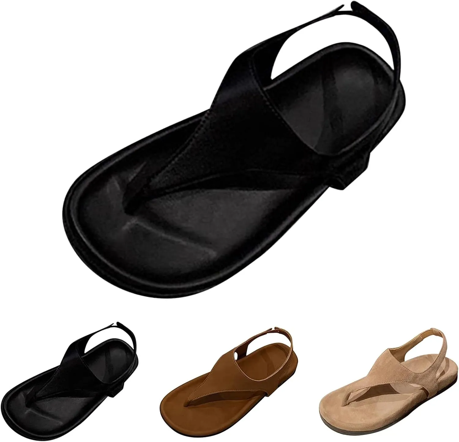 Womens Summer Sandals Comfort Arch Support Sandals Walking Shoes Casual Ankle Elastic T-Strap Flip Flop Thong Shoes