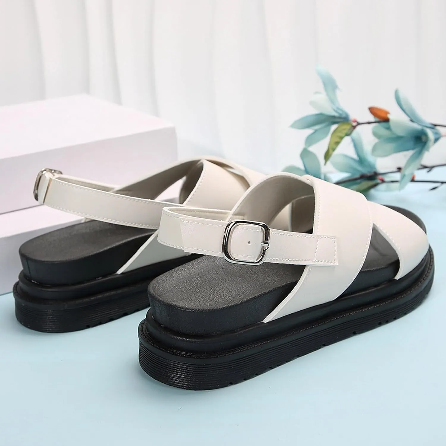 Womens Wedge Sandals Comfortable Open-Toe Cork Casual & Dressy Summer Shoes Slip on Wedge Sandal Comfortable Wedge Shoes