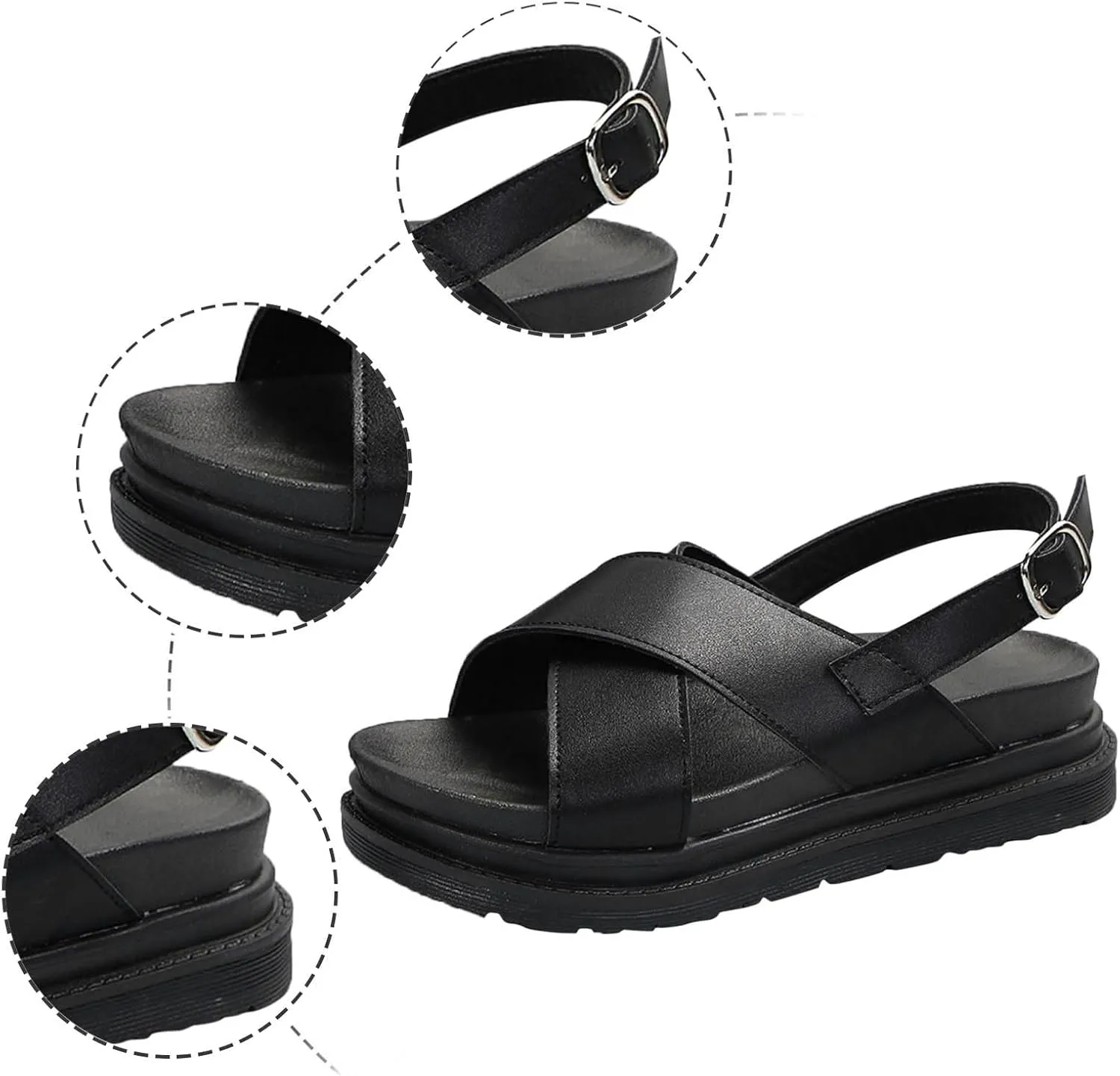 Womens Wedge Sandals Comfortable Open-Toe Cork Casual & Dressy Summer Shoes Slip on Wedge Sandal Comfortable Wedge Shoes