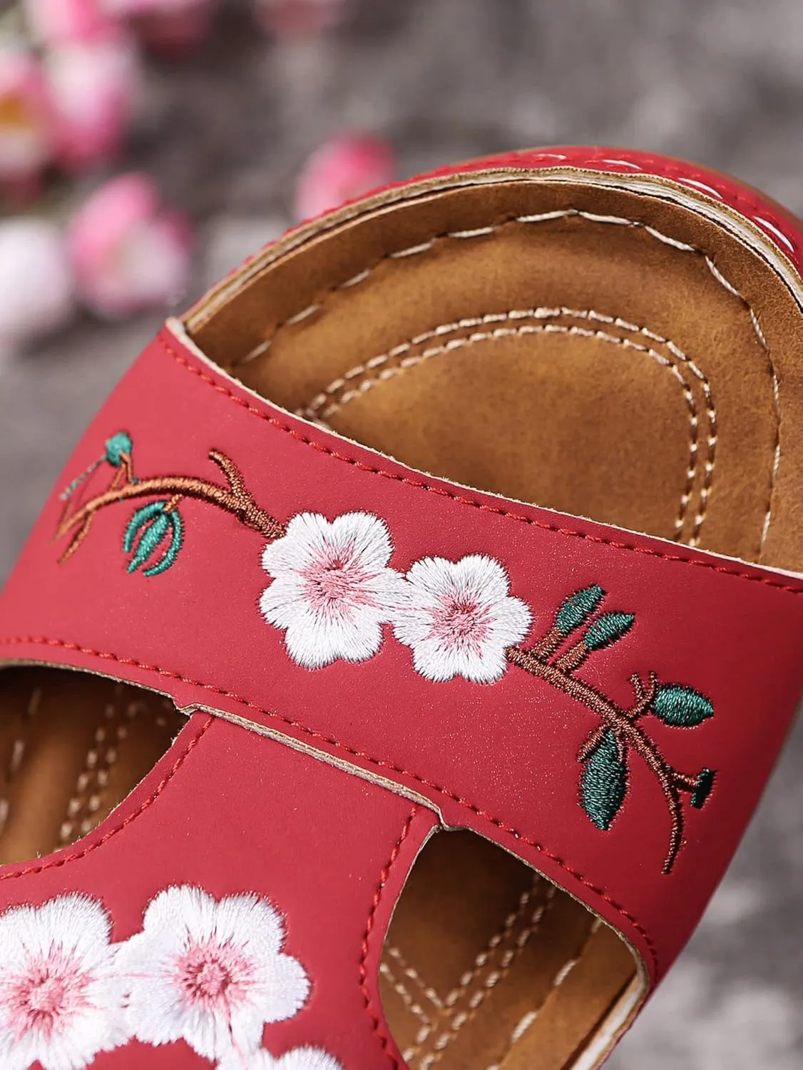 Women's Wedge Sandals Hollow Floral Embroidery With Arch Support Comfortable Orthopedic Sandal Size Plus Size Slippers