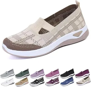 Women's Woven Orthopedic Shoes Breathable Soft Soled Arch Support Slip-On Sneakers Casual Anti-Skid Sports Walking Shoes