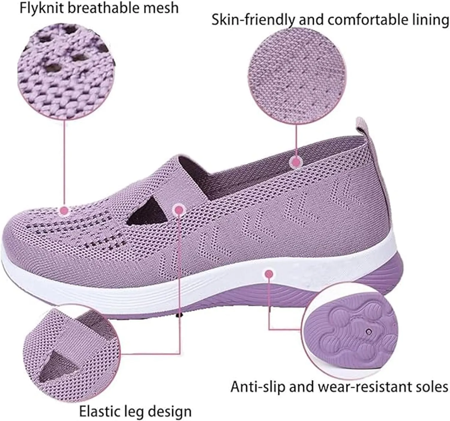Women's Woven Orthopedic Shoes Breathable Soft Soled Arch Support Slip-On Sneakers Casual Anti-Skid Sports Walking Shoes